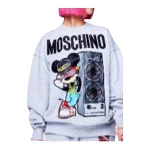 Moschino x H&M NEW Mickey Mouse Appliqué MOSCHINO Embroidered Sweatshirt Size S